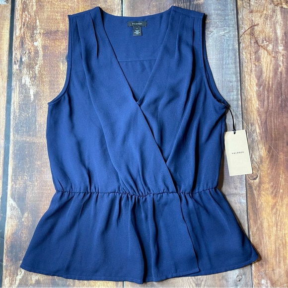 Halogen sleeveless navy blouse. Small. NWT. - Picture 2 of 4